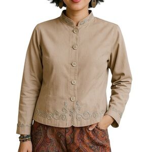 Bob Mackie Lifestyle XL Tan Corduroy Lightweight Cotton Blazer Jacket